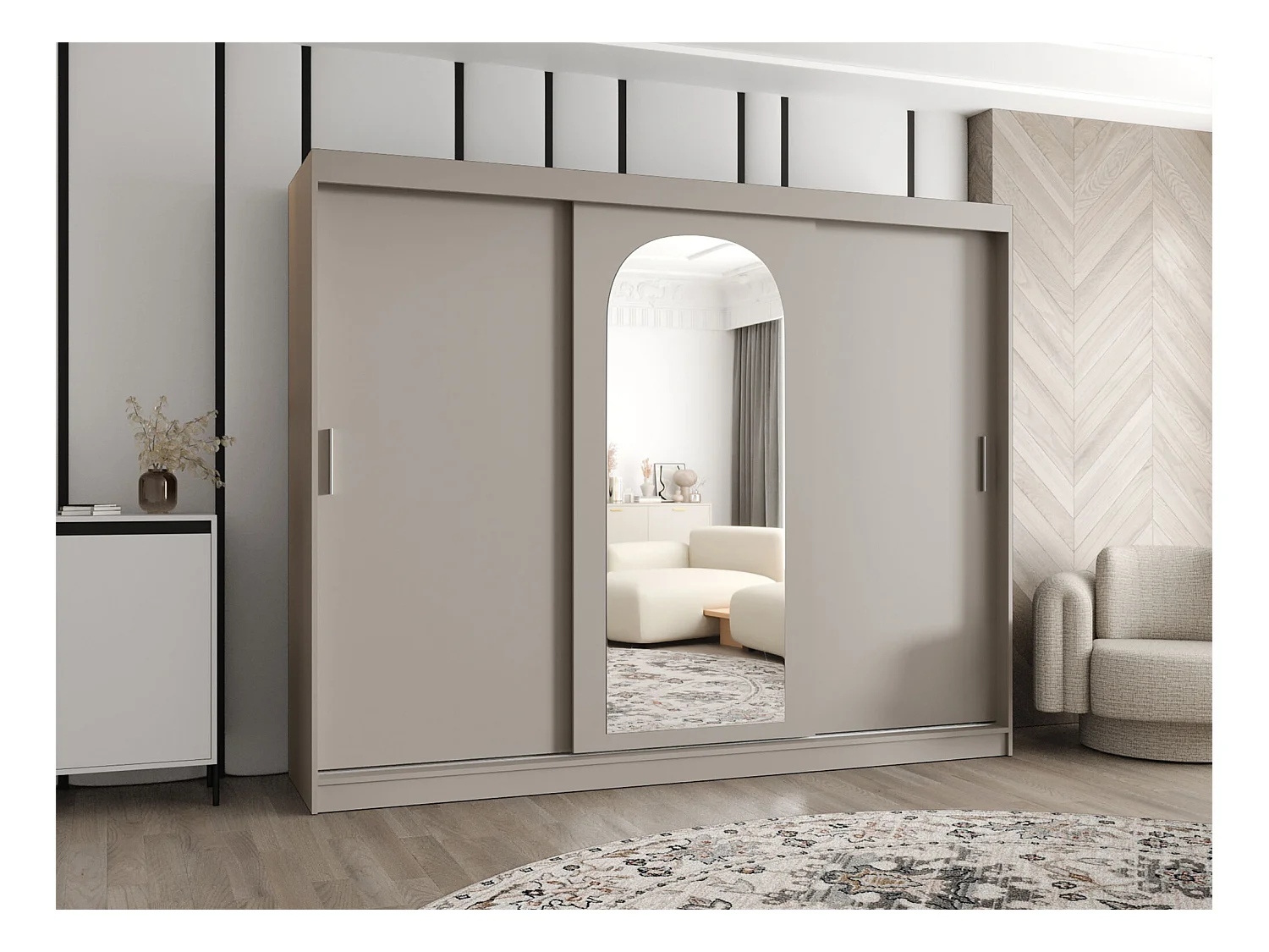 Armoire Hartford 497, Cachemire, 200x250x62cm, Portes d'armoire: Coulissantes