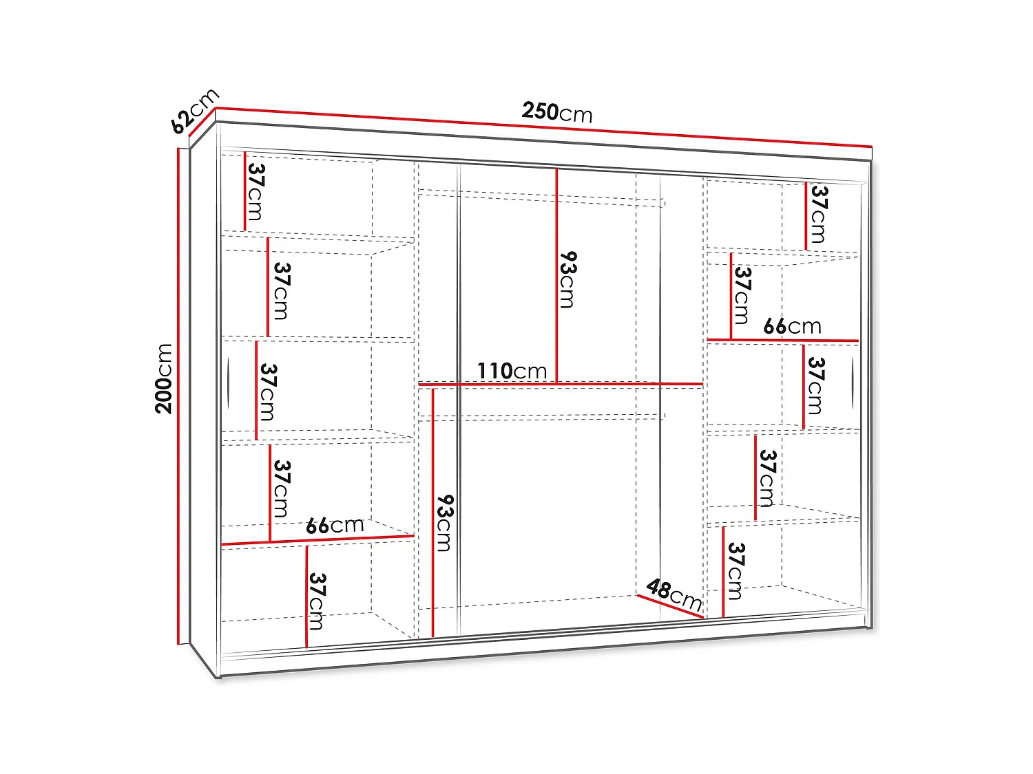 Armoire Hartford 497, Cachemire, 200x250x62cm, Portes d'armoire: Coulissantes