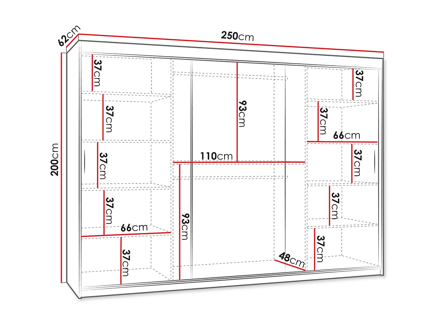 Armoire Hartford 497, Cachemire, 200x250x62cm, Portes d'armoire: Coulissantes