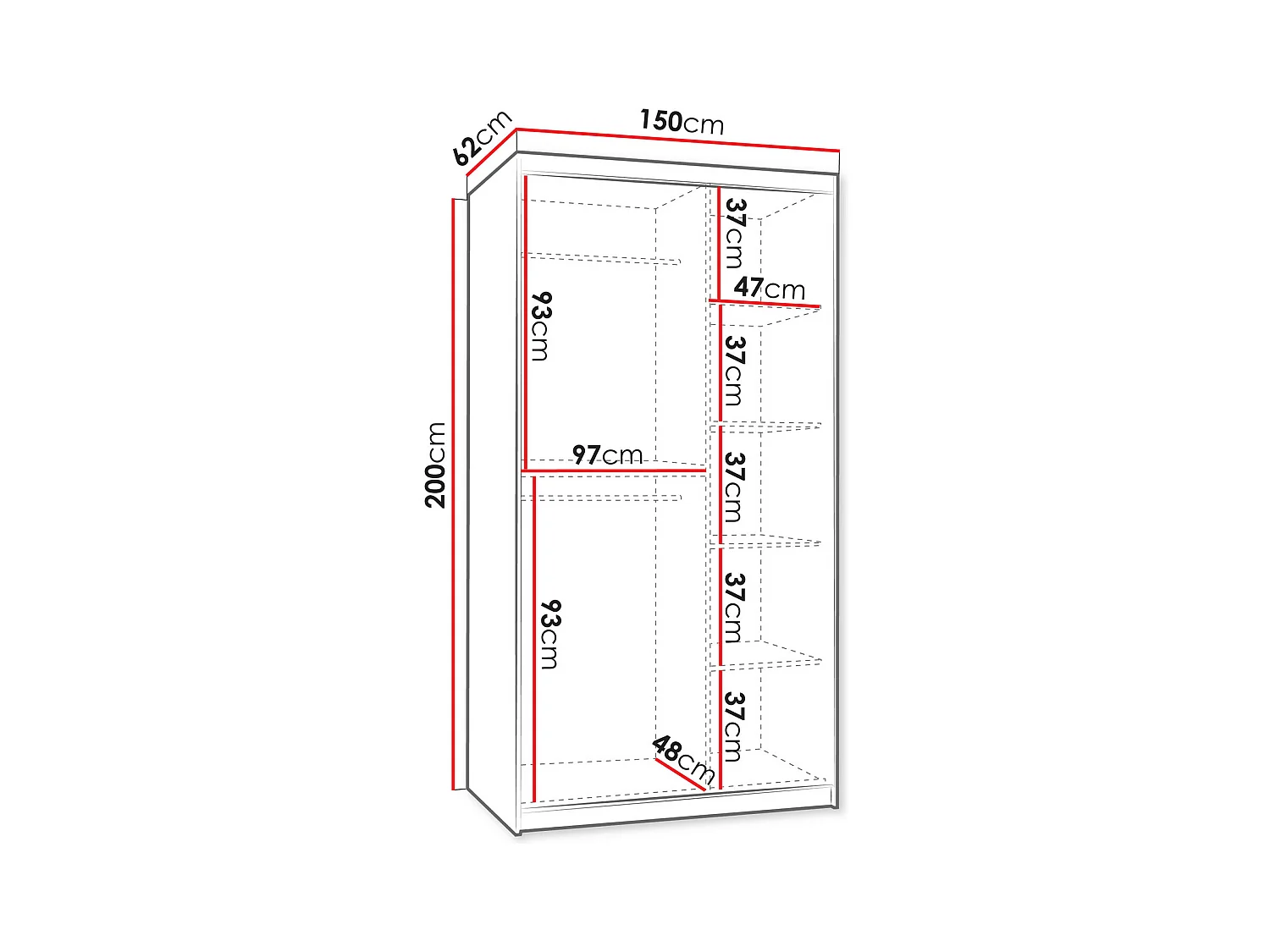 Roupeiro Hartford 502, Número de prateleiras: 5, 20x15x6cm