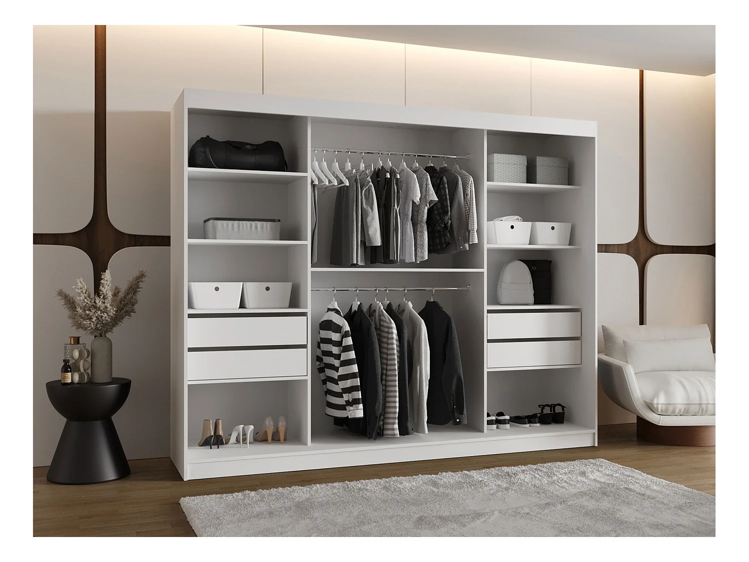Armoire Hartford 508, Cachemire, 200x250x62cm, Portes d'armoire: Coulissantes