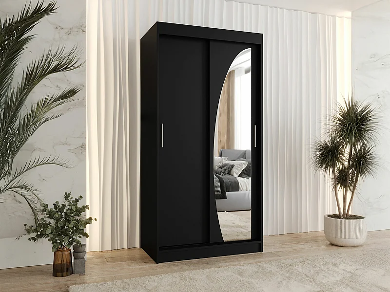 Armario Hartford 498, Negro, 200x100x62cm, Puertas de armario: Correderas