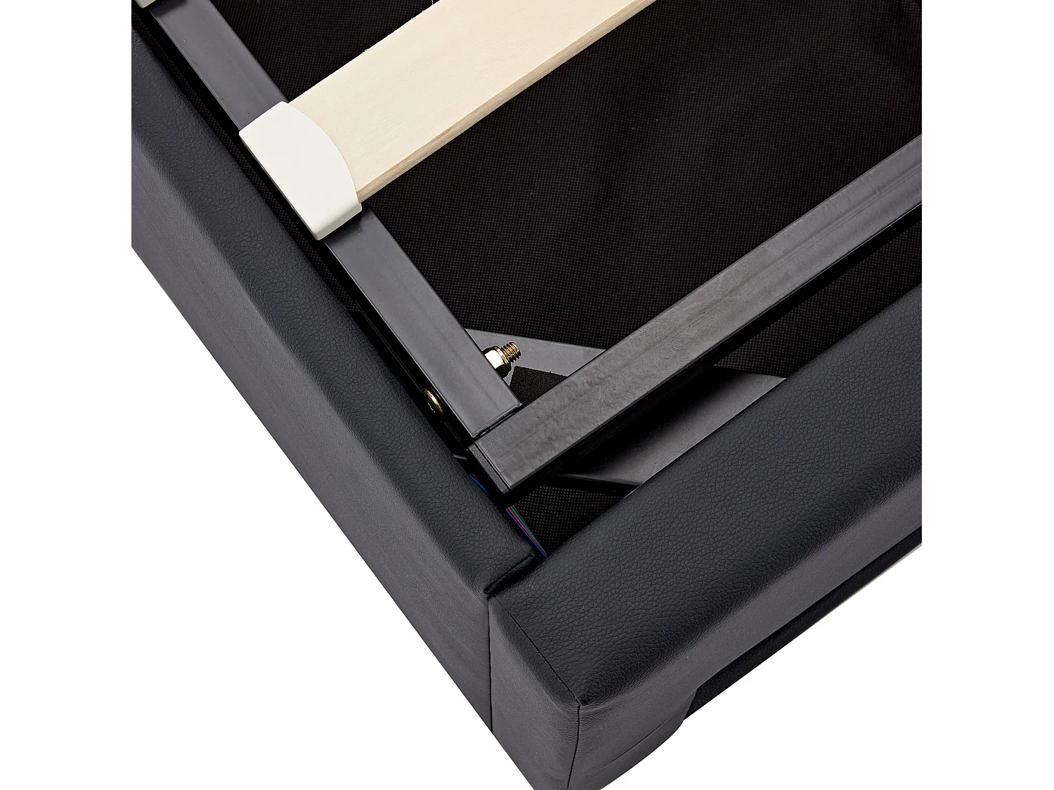 Lit coffre 90x200 cm - lit enfant avec port USB, éclairage LED et rangements - PU - noir - sans matelas