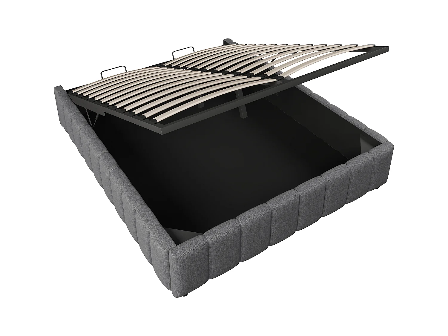 Lit coffre 140x200cm minimaliste, en lin gris sans tête de lit avec rangement hydraulique(sans matelas)