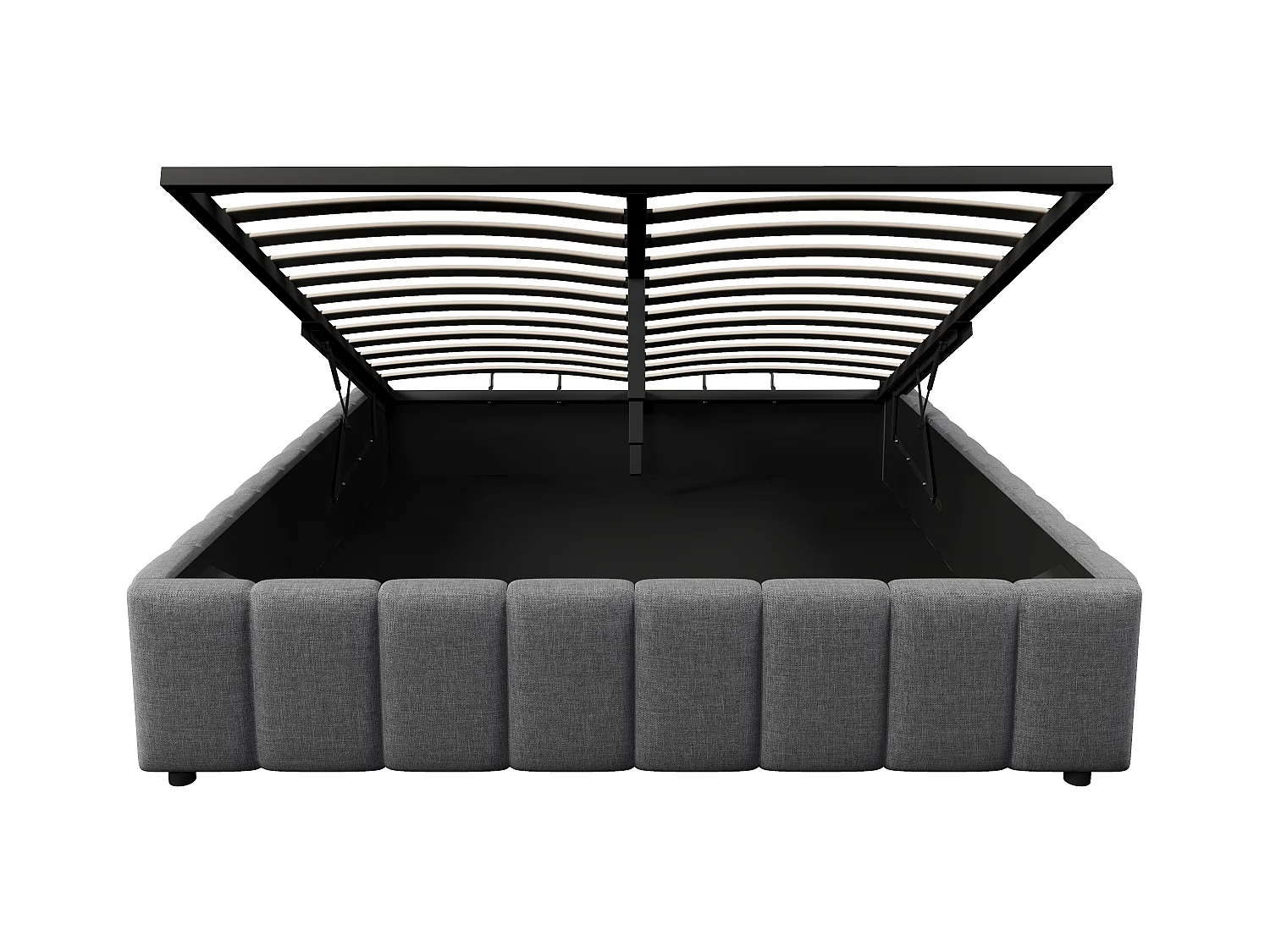 Lit coffre 140x200cm minimaliste, en lin gris sans tête de lit avec rangement hydraulique(sans matelas)