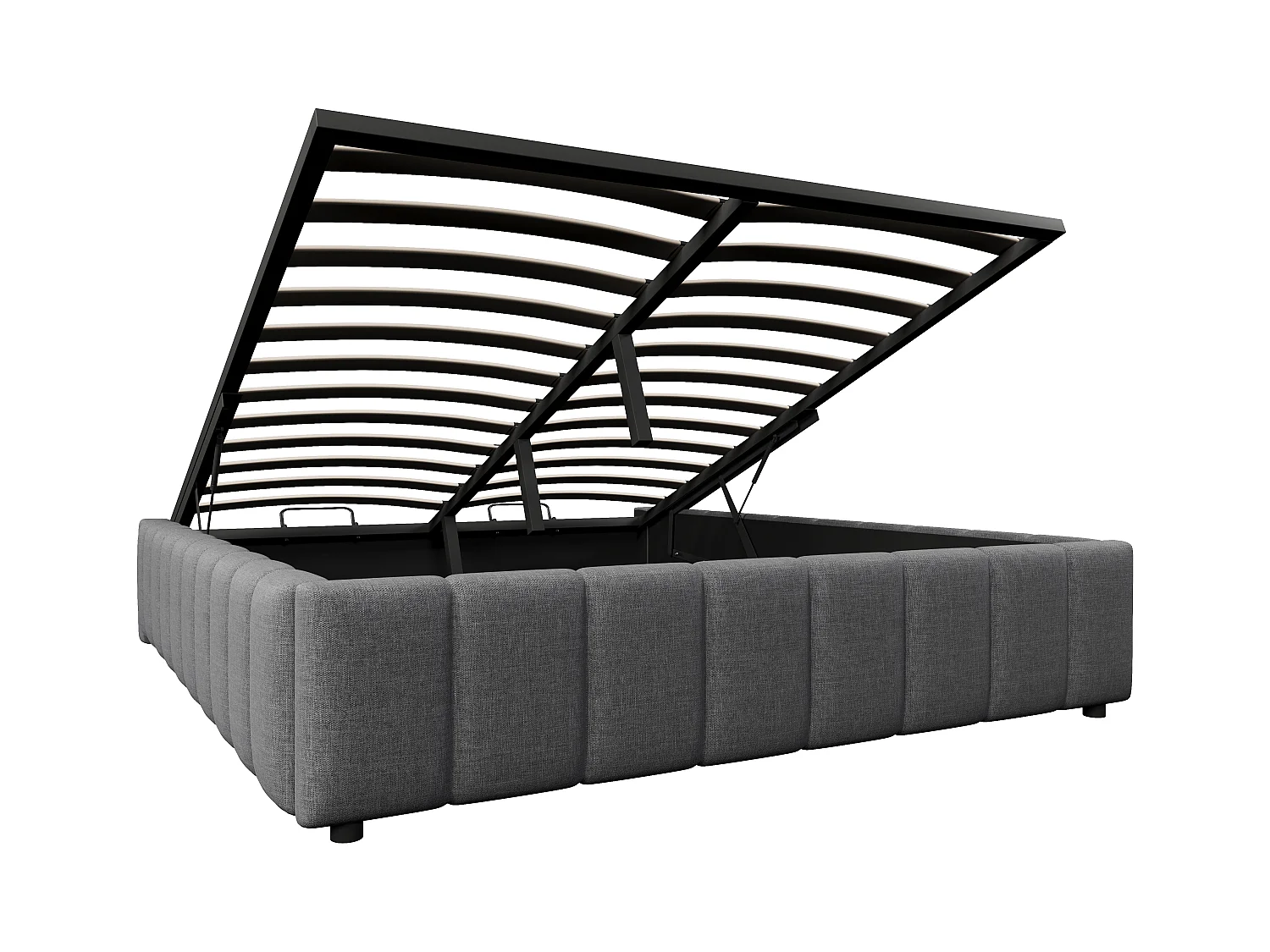 Lit coffre 140x200cm minimaliste, en lin gris sans tête de lit avec rangement hydraulique(sans matelas)