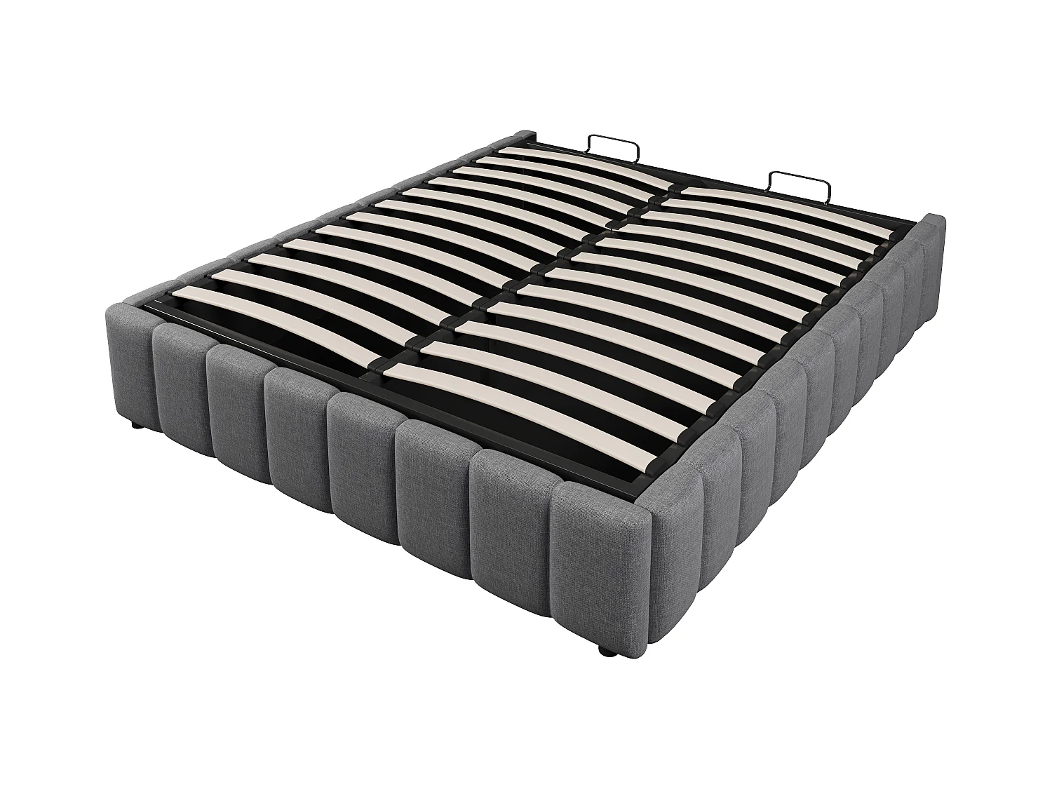 Lit coffre 140x200cm minimaliste, en lin gris sans tête de lit avec rangement hydraulique(sans matelas)