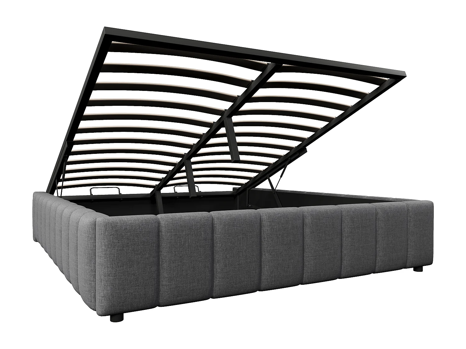 Lit coffre 140x200cm minimaliste, en lin gris sans tête de lit avec rangement hydraulique(sans matelas)