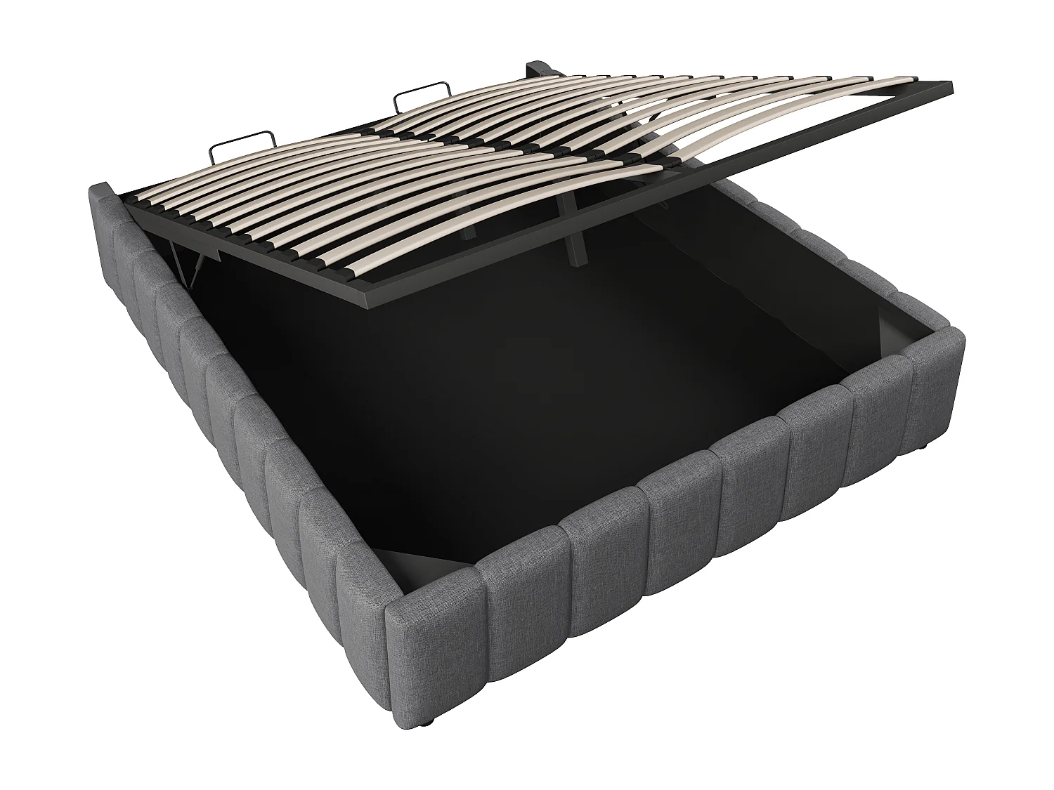 Lit coffre 140x200cm minimaliste, en lin gris sans tête de lit avec rangement hydraulique(sans matelas)