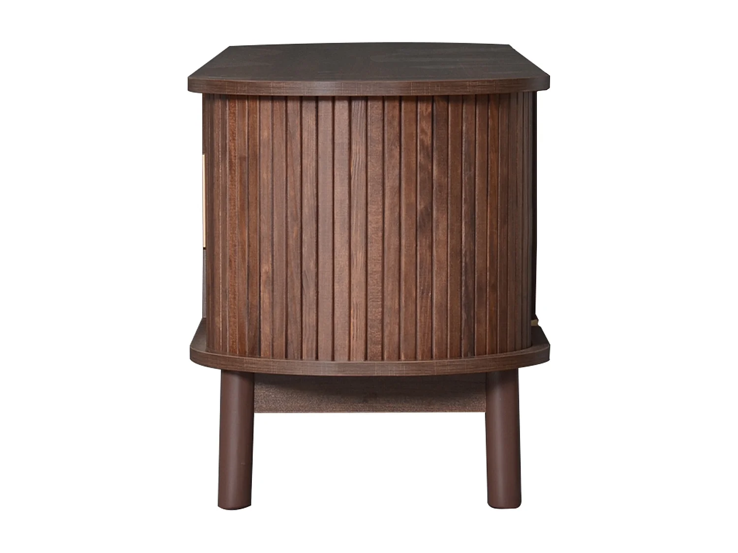 Meuble TV 165x39.5x46cm avec 3 portes dont 2 portes coulissantes, corps en placage woodgrain marron