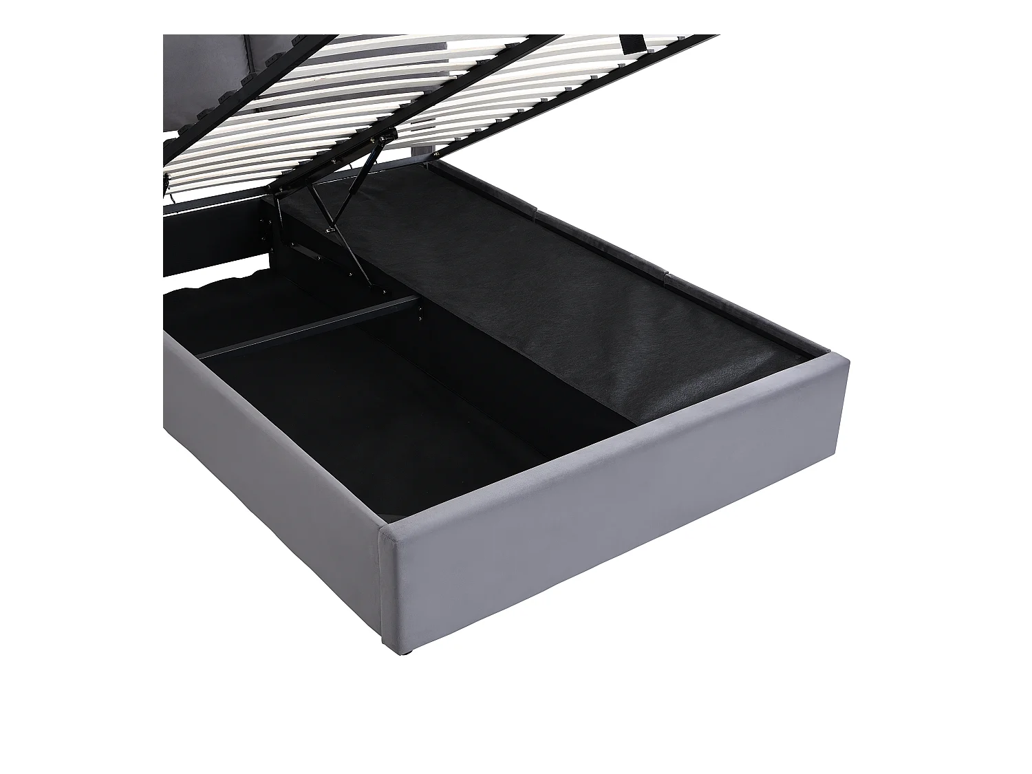 Letto contenitore matrimoniale 140x200 cm, letto per adulti in velluto grigio con cassetti e testiera regolabile (senza materasso)