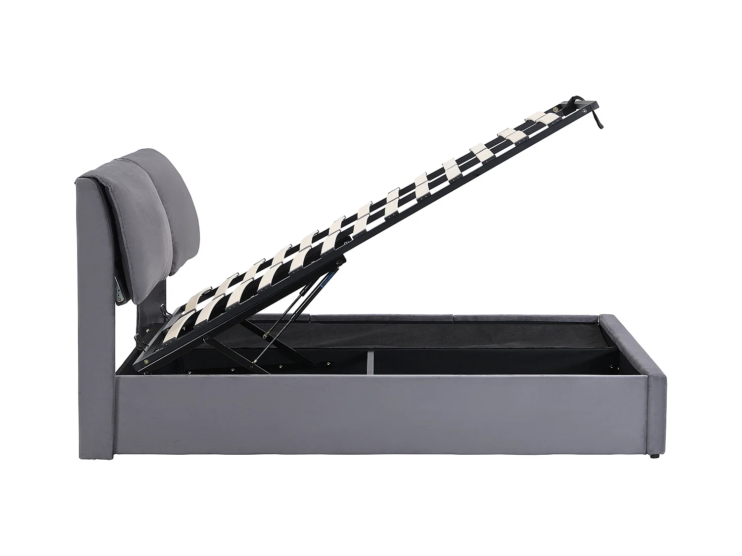 Letto contenitore matrimoniale 140x200 cm, letto per adulti in velluto grigio con cassetti e testiera regolabile (senza materasso)