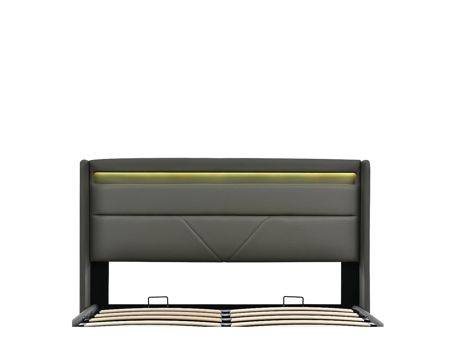 Lit coffre 160x200 cm - lit double capitonné avec bandeau lumineux LED et télécommande - PU - blanc