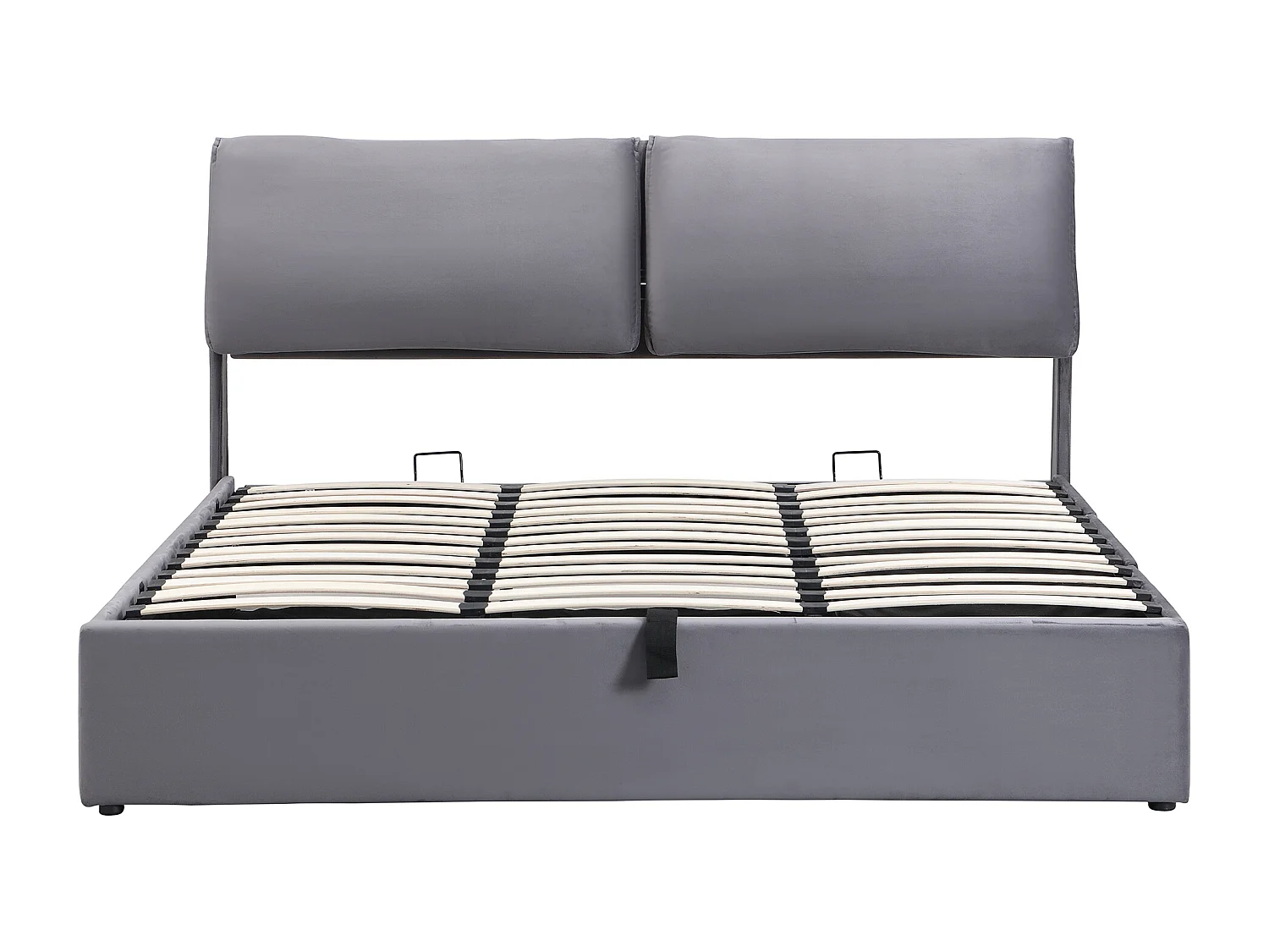 Lit coffre 180x200 cm - Lit adulte avec 3 tiroirs, coffres de rangement et tête de lit - Velours - Gris