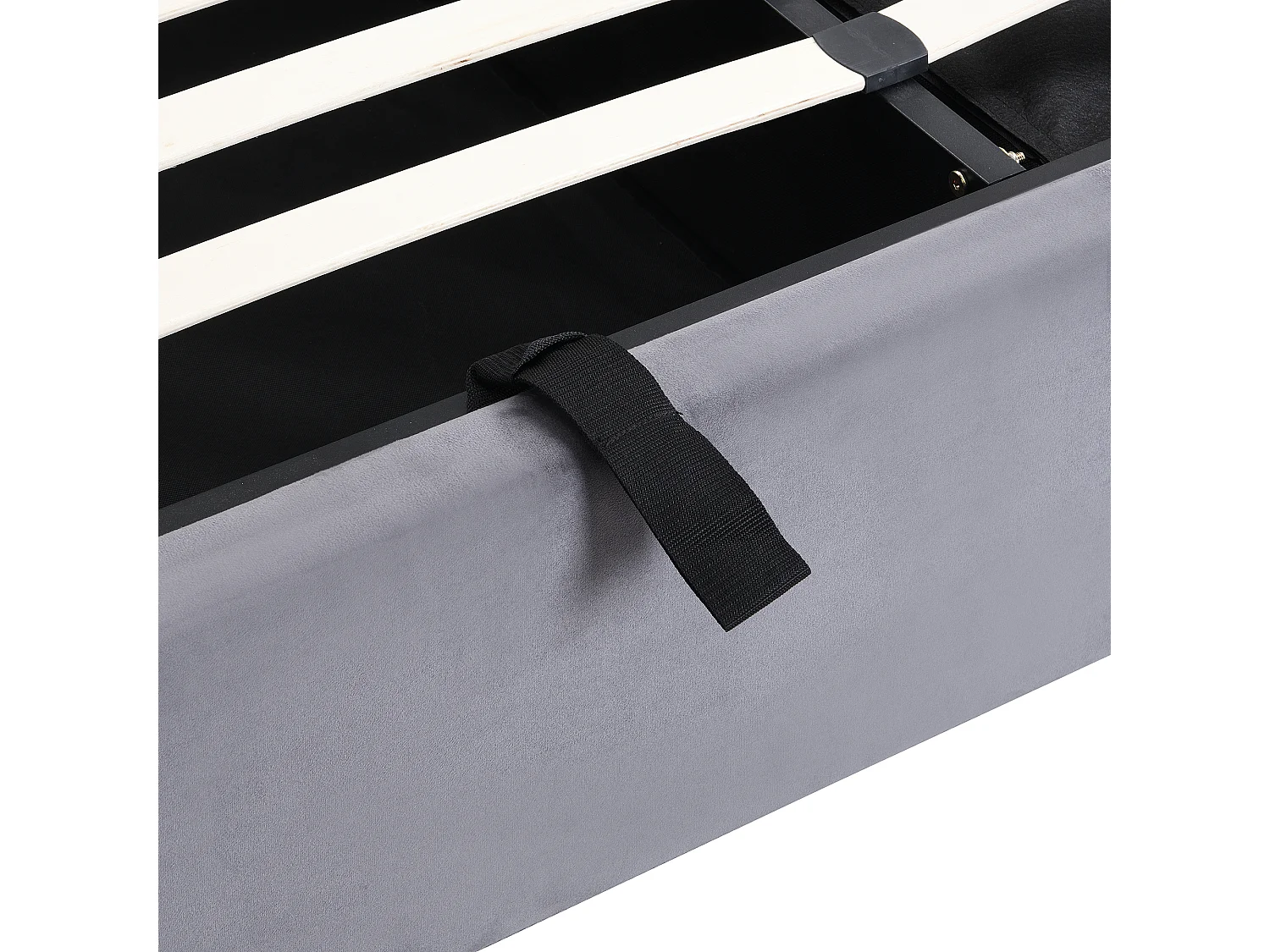 Lit coffre 180x200 cm - Lit adulte avec 3 tiroirs, coffres de rangement et tête de lit - Velours - Gris