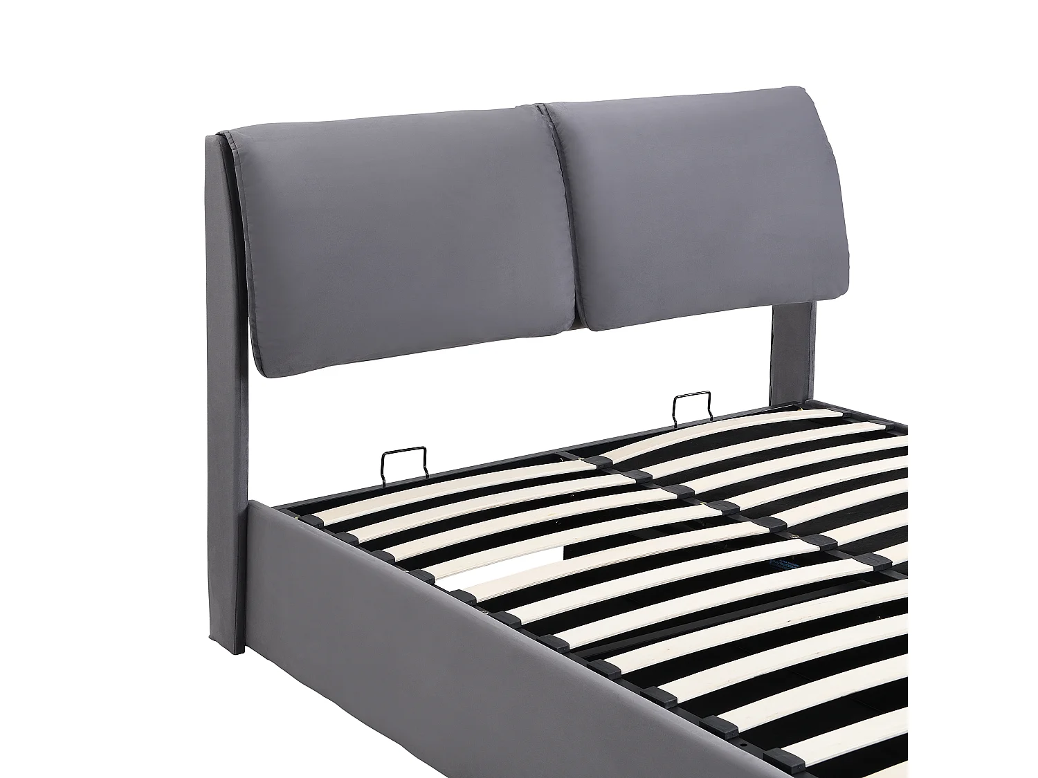 Lit coffre 140x200 cm - Lit adulte avec 3 tiroirs, coffres de rangement et tête de lit - Velours - Gris