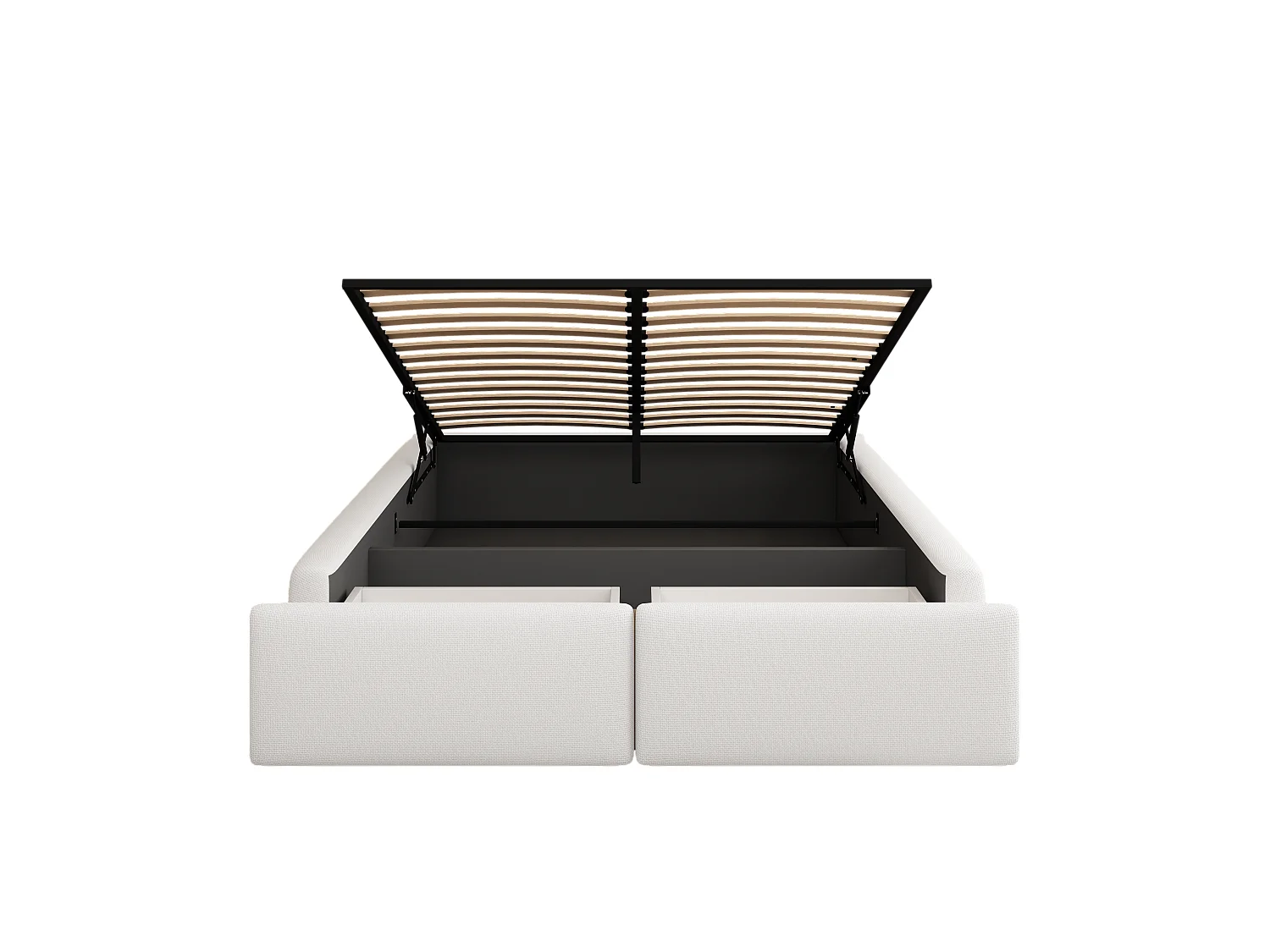 Lit coffre 140x200cm, lit adulte avec 2 tiroirs sans tête de lit, sans matelas, blanc