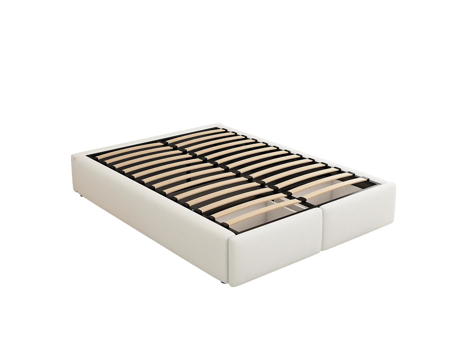 Lit coffre 140x200cm, lit adulte avec 2 tiroirs sans tête de lit, sans matelas, blanc