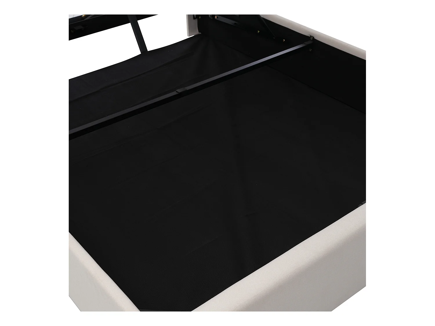 Lit coffre 160x200 cm - lit double capitonné avec tête de lit avec chargement USB Type C - lin - beige - sans matelas