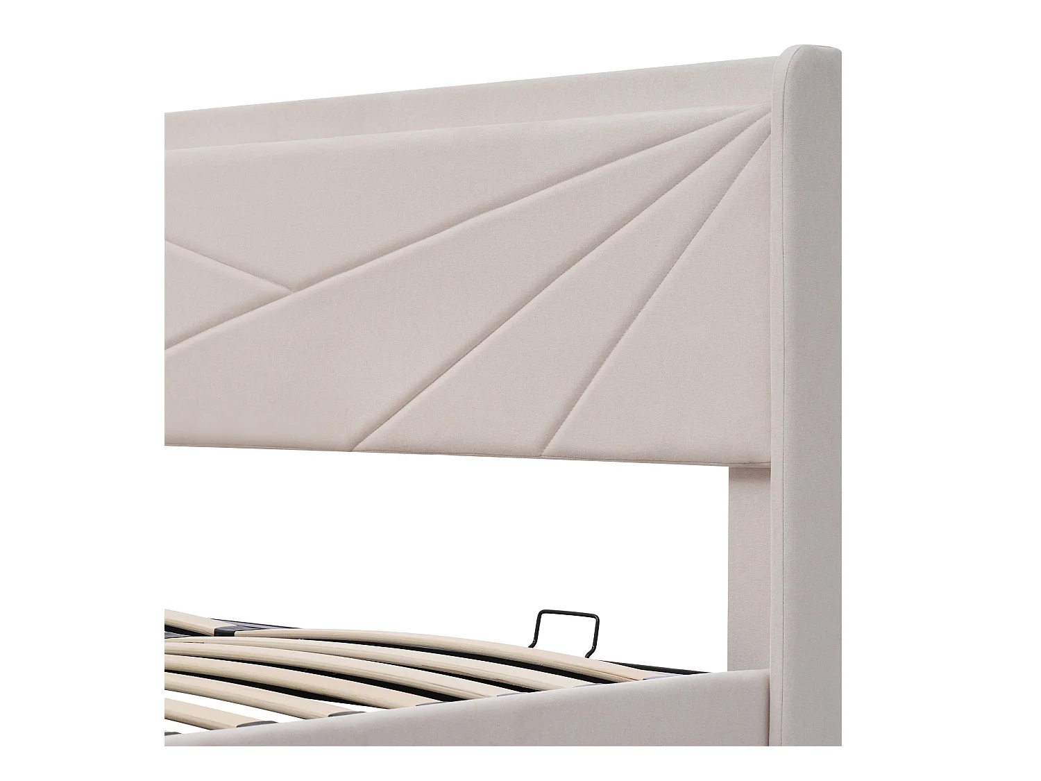 Lit coffre 160x200 cm - lit double capitonné avec tête de lit avec chargement USB Type C - lin - beige - sans matelas