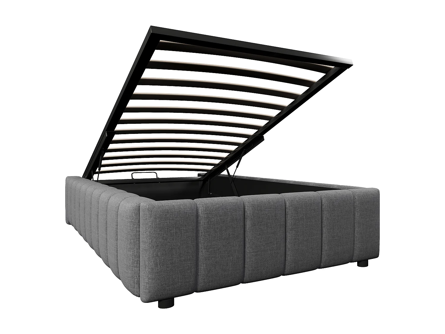 Letto contenitore minimalista 90x200cm in lino grigio senza testiera con contenitore idraulico (senza materasso)