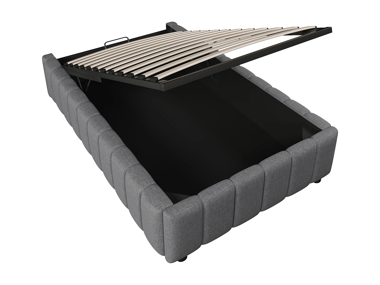 Lit coffre 90x200cm minimaliste, en lin gris sans tête de lit avec rangement hydraulique(sans matelas)