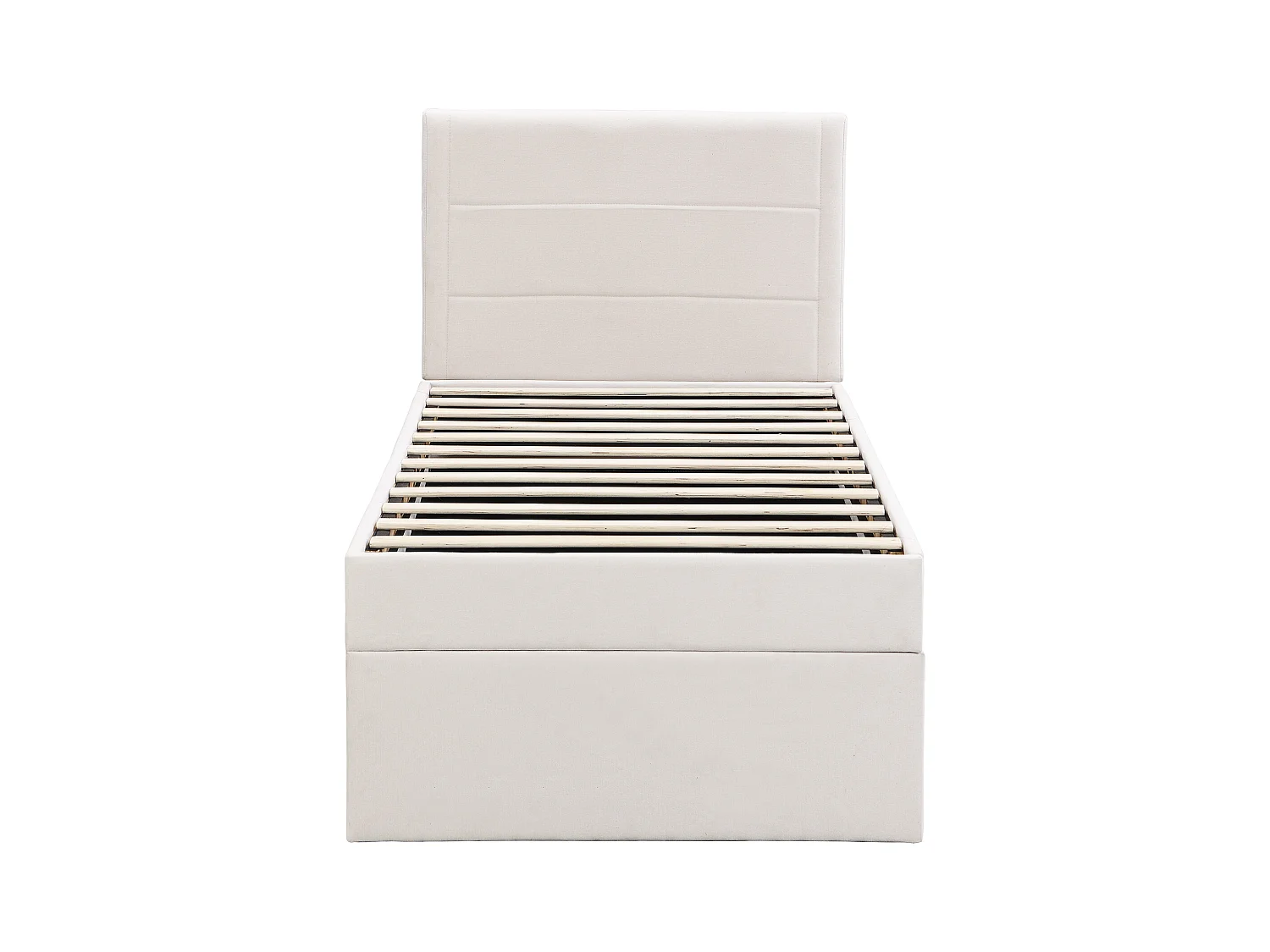 Lit coffre enfant 90x200 cm, lit adulte en lin beige, style minimaliste, sans matelas