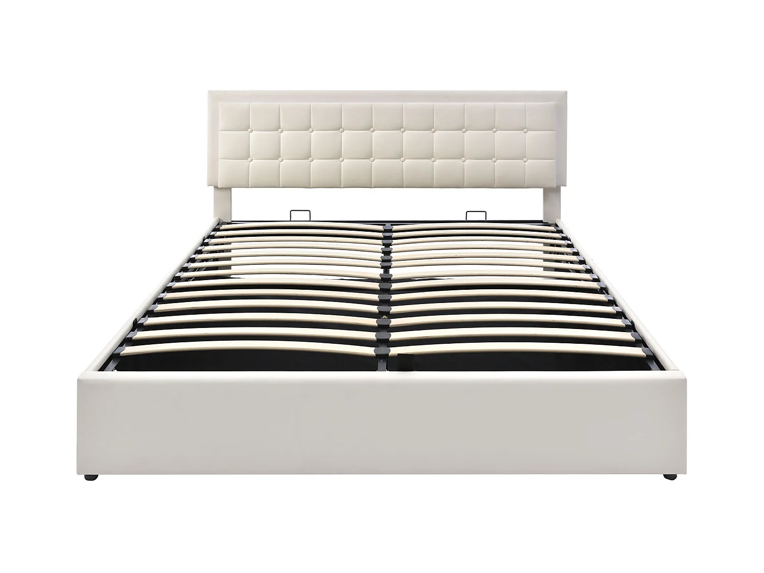 Lit coffre 140x200 cm - lit double capitonné avec éclairage LED - PU - blanc