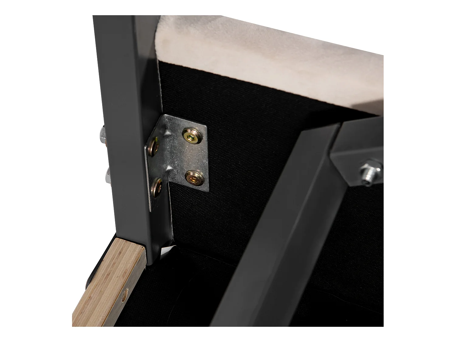 Letto contenitore 180x200 cm - letto imbottito con testiera regolabile in altezza - stile rigato - velluto - beige