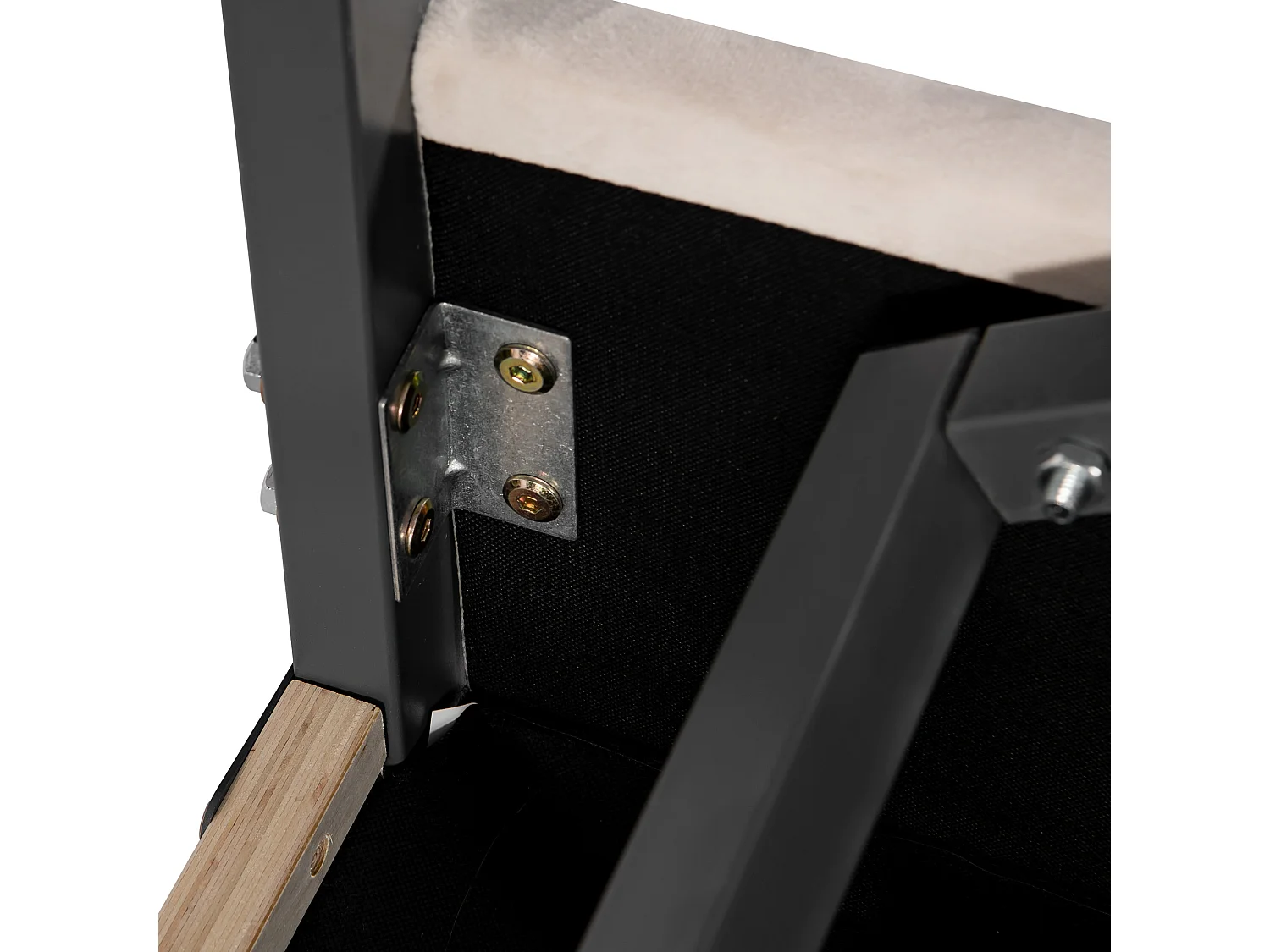 Lit coffre 180x200 cm - Lit adulte avec tête de lit réglable en hauteur - Style rayé - Velours - Beige