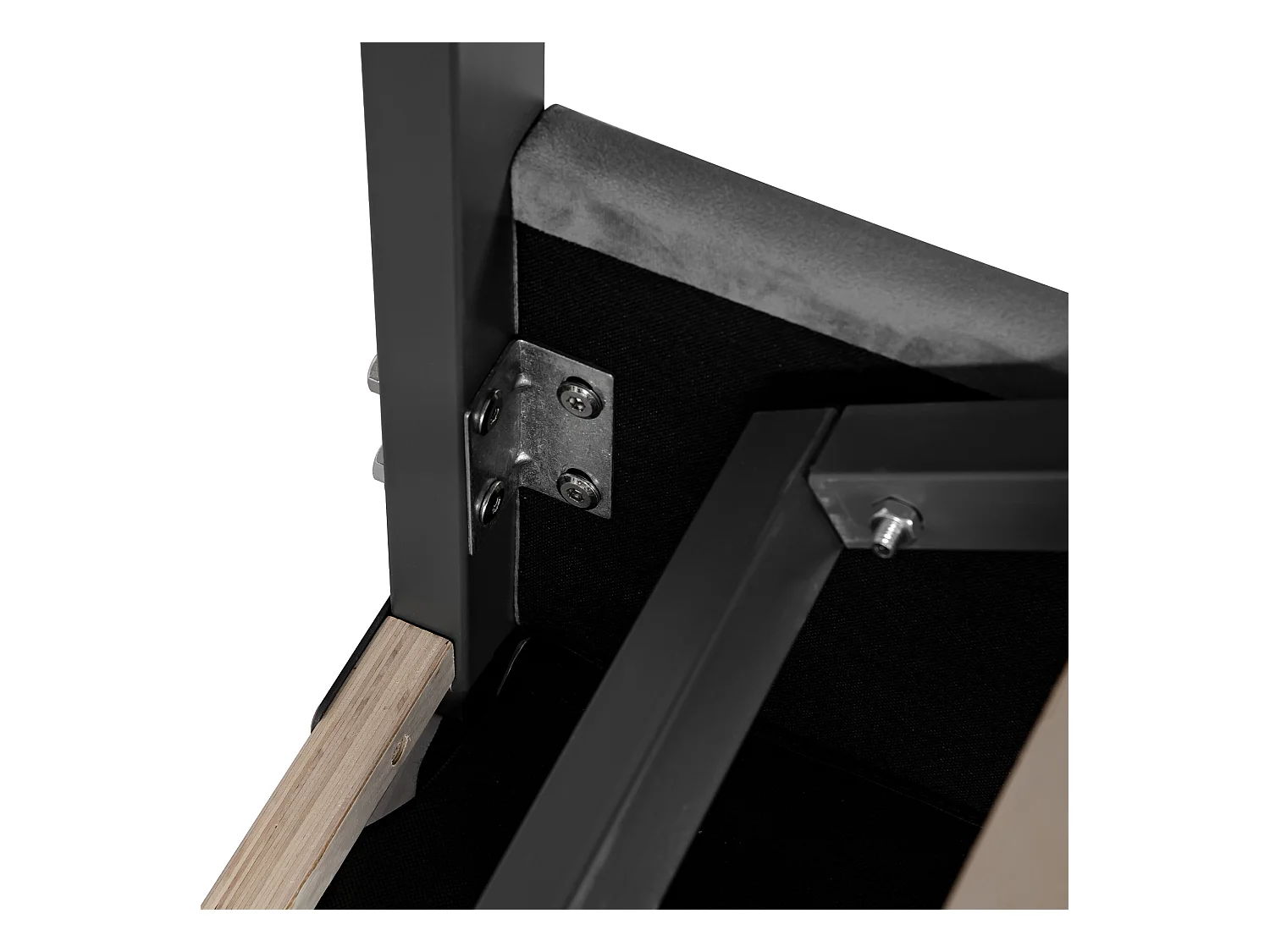 Lit coffre 160x200 cm - Lit double avec tête de lit réglable en hauteur - Style rayé - Velours - Gris