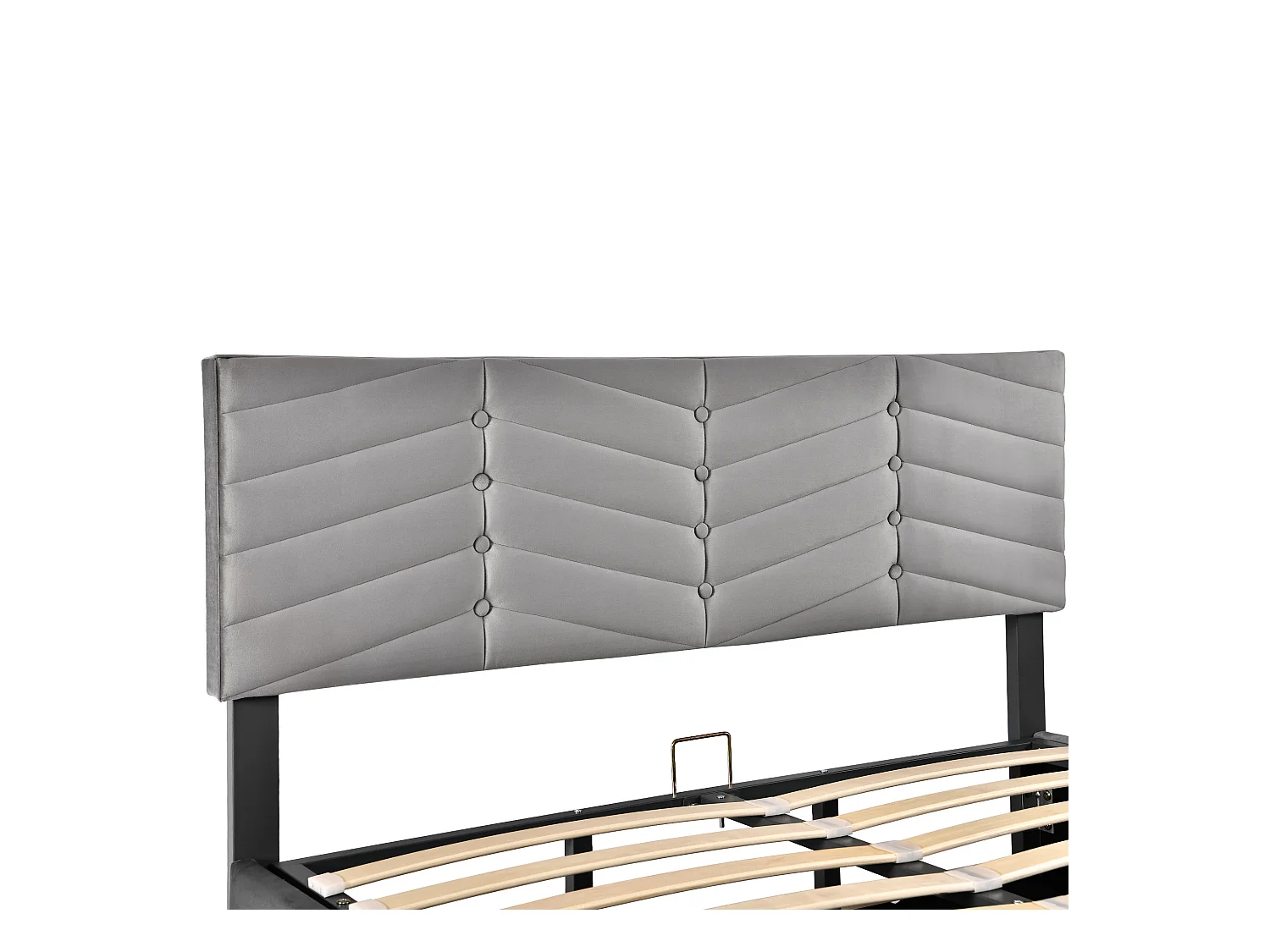 Lit coffre 140x200 cm - Lit adulte avec tête de lit réglable en hauteur - Style rayé - Velours - Gris