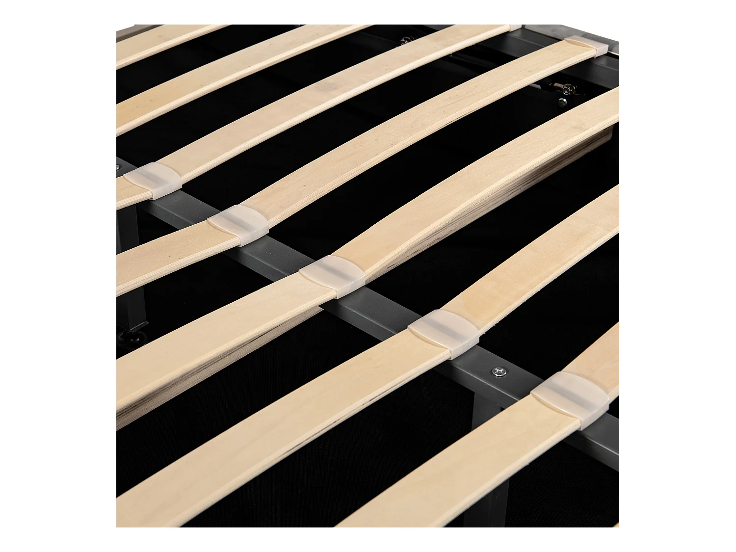 Lit coffre 140x200 cm - Lit adulte avec tête de lit réglable en hauteur - Style rayé - Velours - Gris