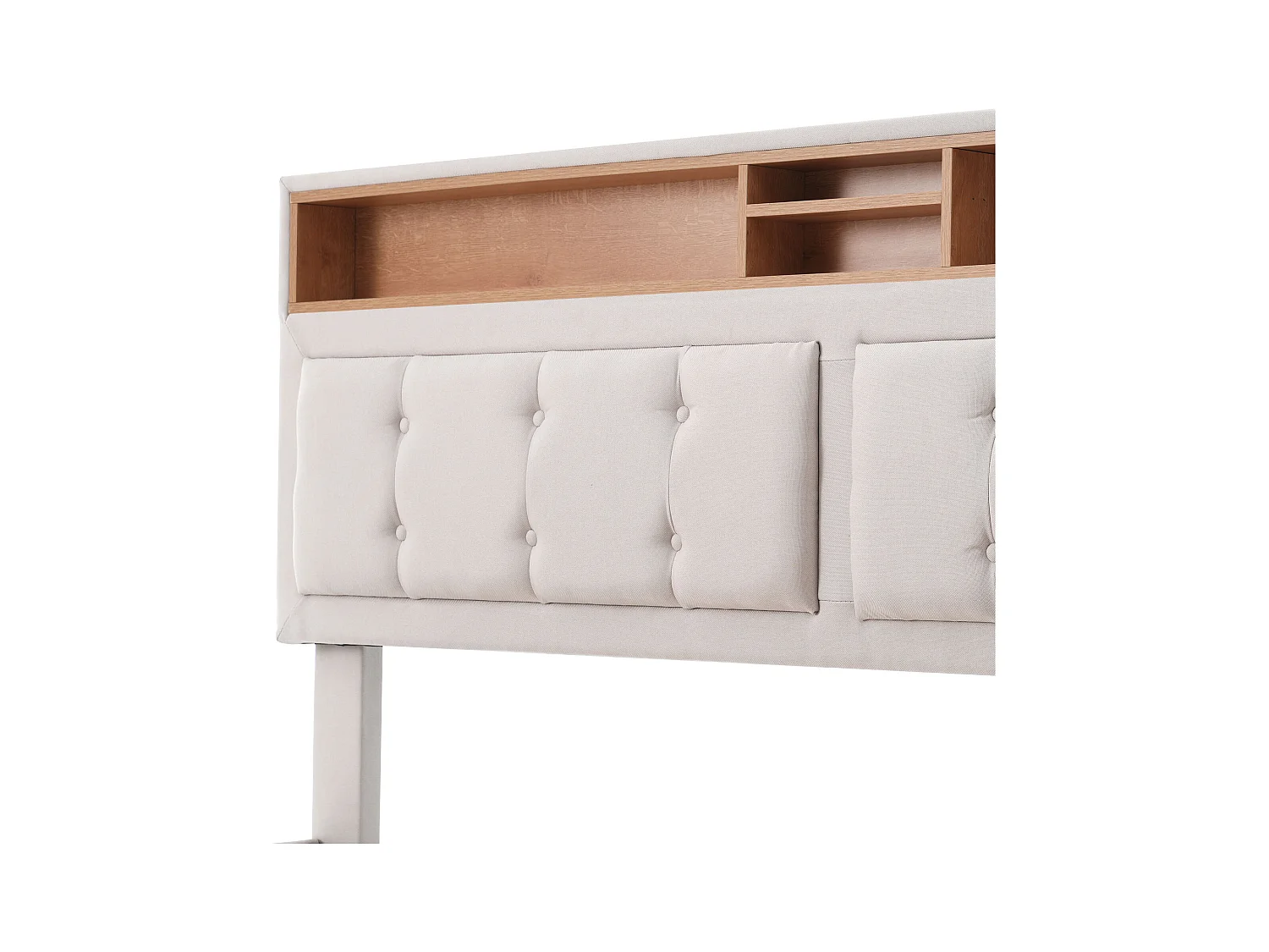 Lit coffre 140x200 cm - lit double capitonné avec tête de lit fonction chargement prise USB C - lin - gris - sans matelas