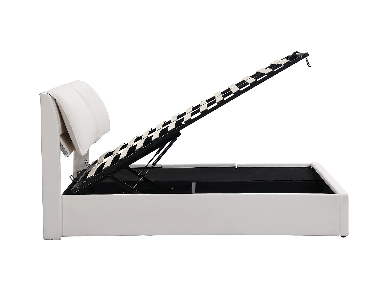 Cama con almacenaje 140x200 cm - cama acolchada con 3 cajones, cómodas y cabecero - terciopelo - beige