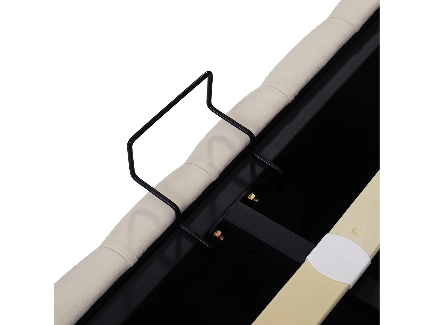 Lit coffre 140x200 cm - lit adulte en forme d'oreille double rangée de rivets - lit double - velours - beige