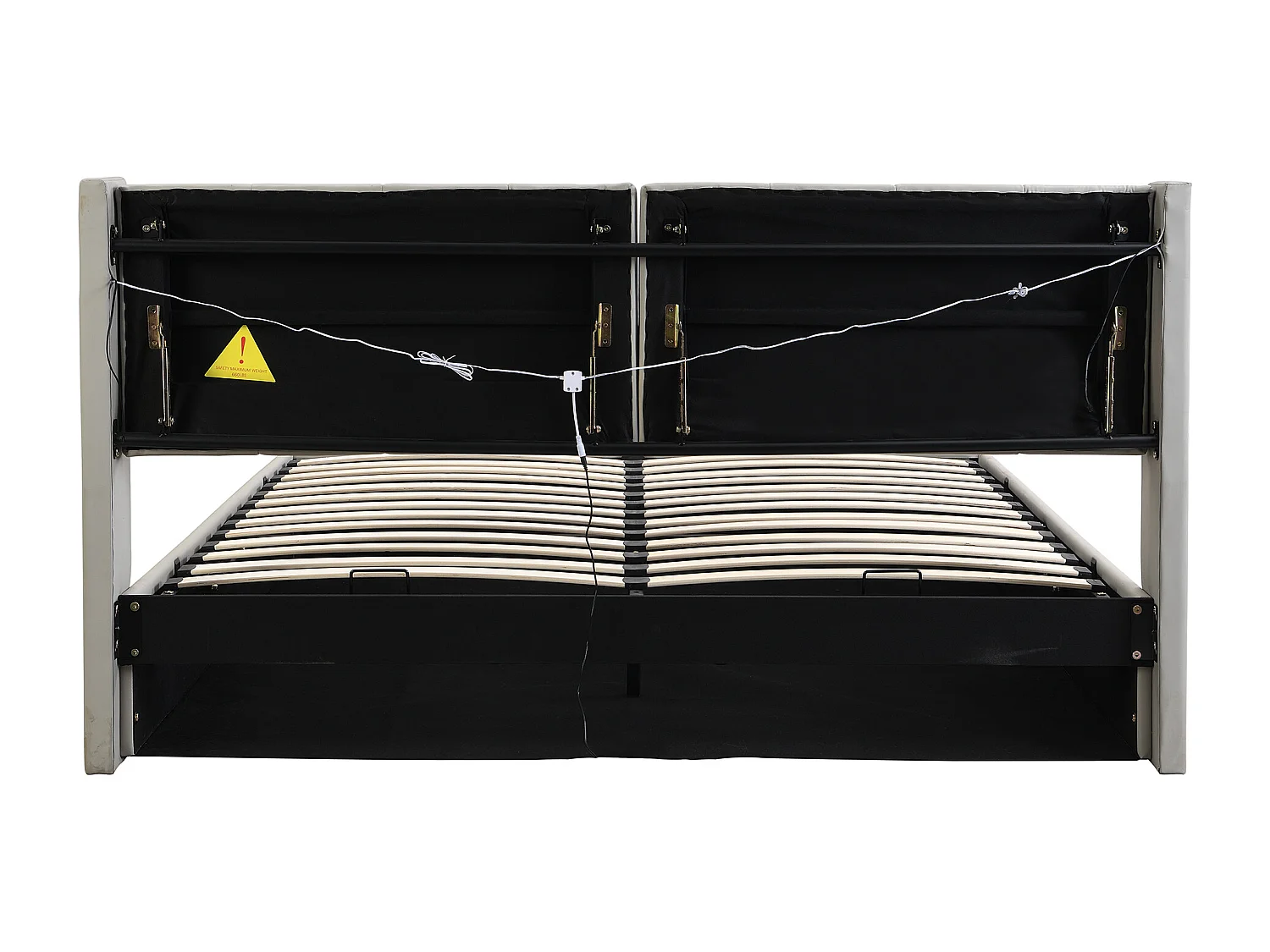 Cama contenedor 180x200 cm - cama acolchada con iluminación LED y puerto USB recargable - cabecero ajustable - PU - gris