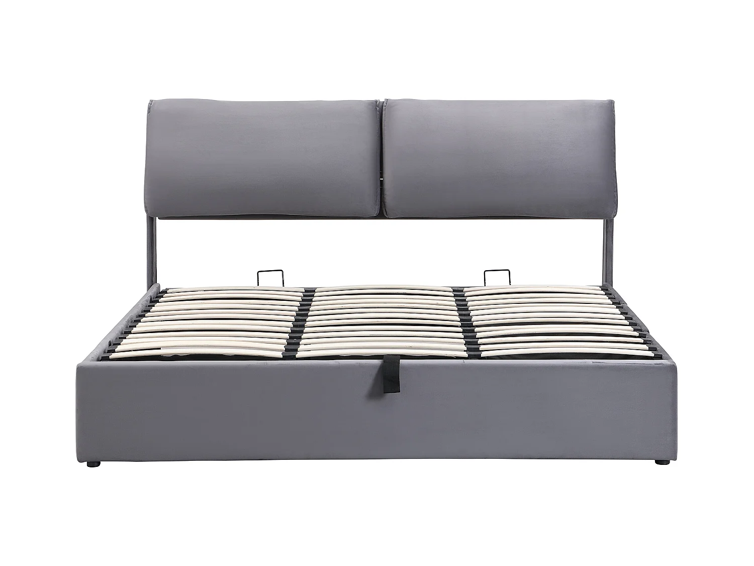 Lit coffre 160x200 cm - Lit adulte avec 3 tiroirs, coffres de rangement et tête de lit - Velours - Gris