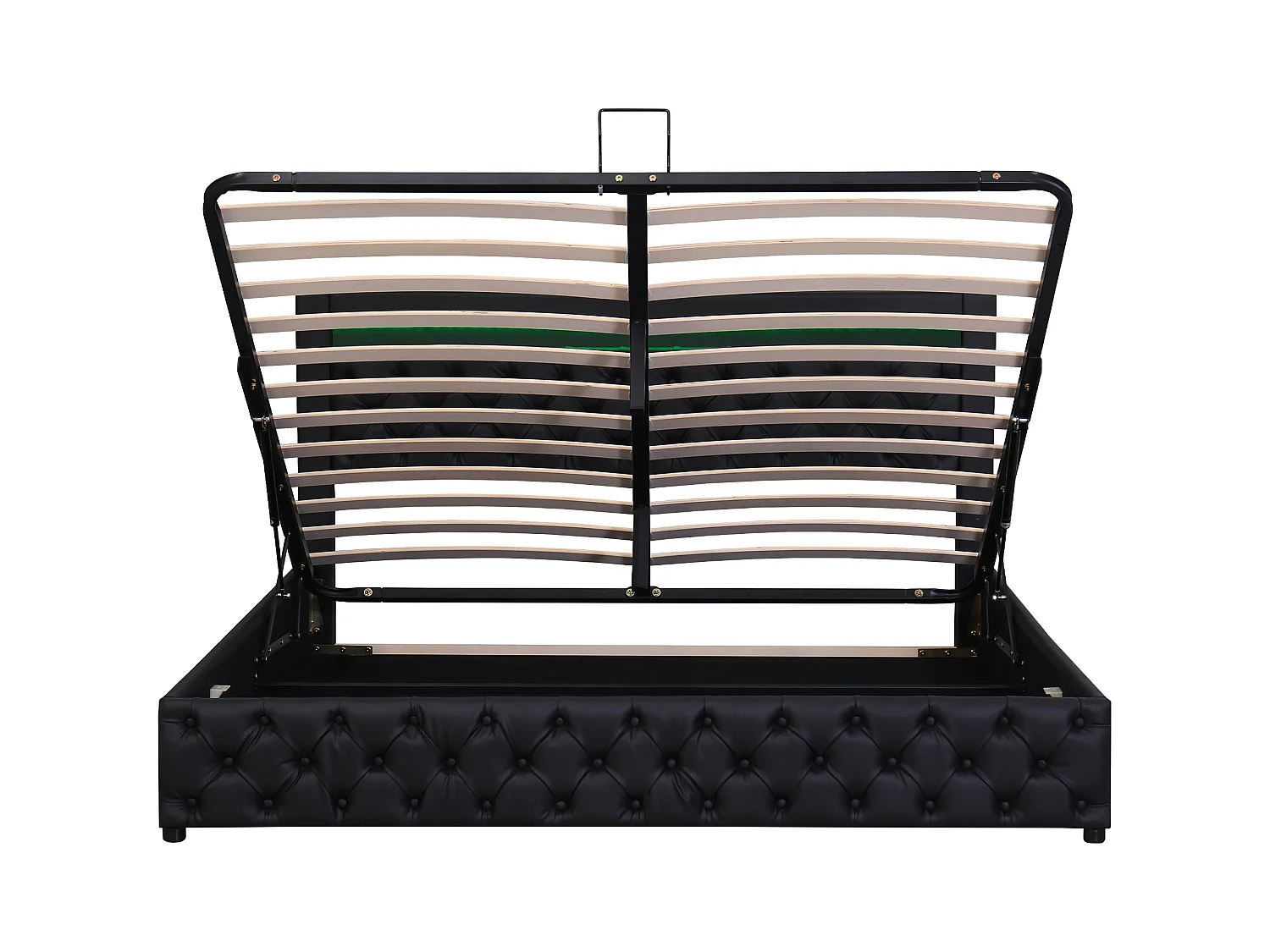 Lit coffre 180x200 cm - lit double avec sommier à lattes, rangements et éclairage LED - PU - noir