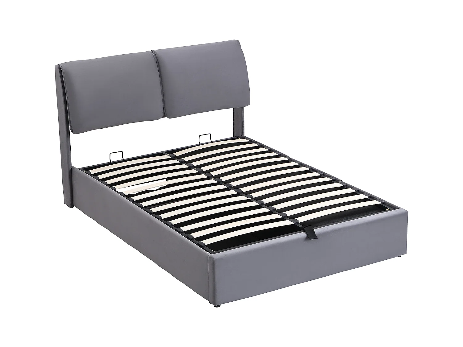 Lit coffre adulte 140x190 cm ,lit adulte en velours gris avec tiroirs et tête de lit réglable(sans matelas)
