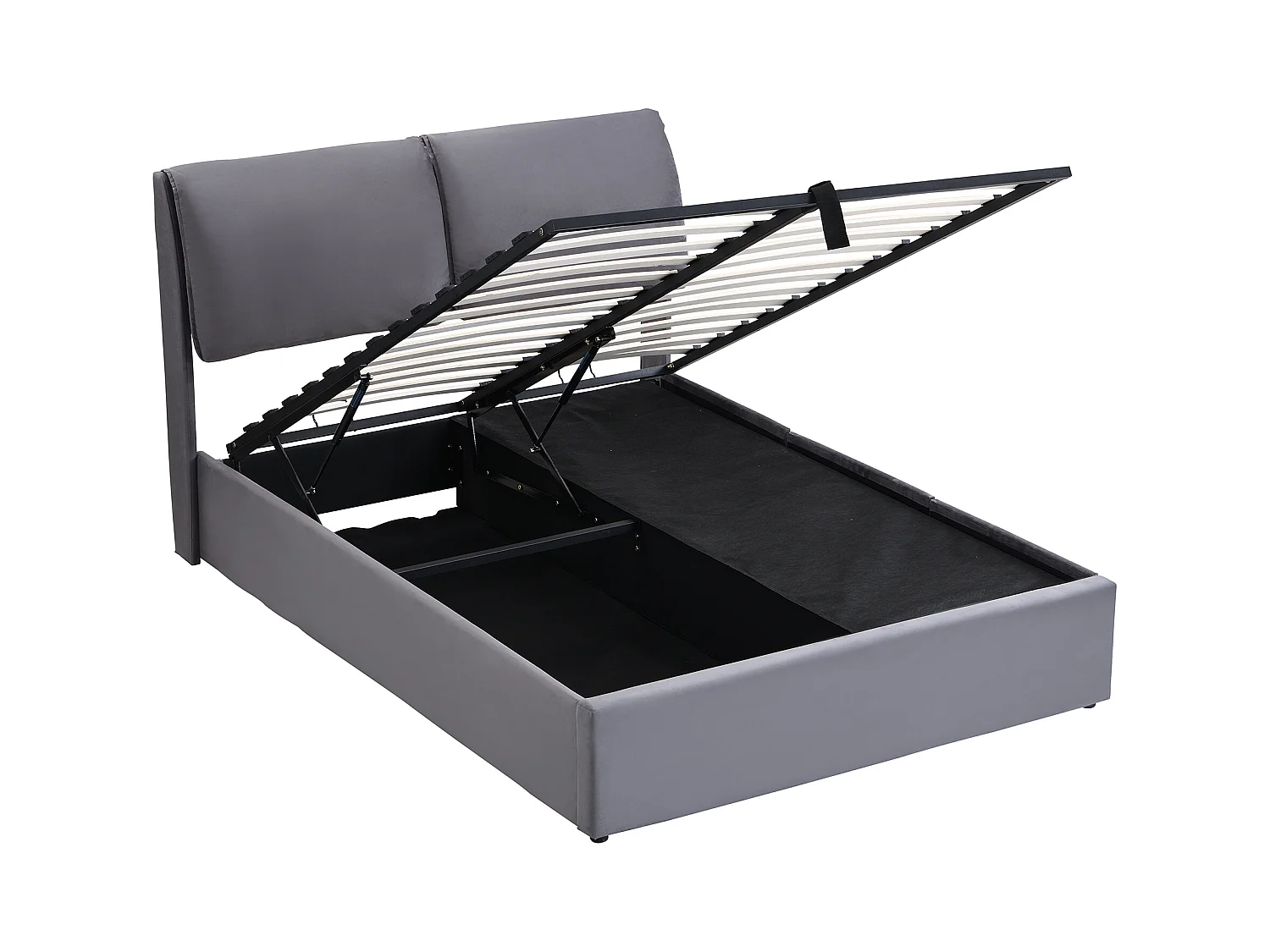 Lit coffre adulte 140x190 cm ,lit adulte en velours gris avec tiroirs et tête de lit réglable(sans matelas)