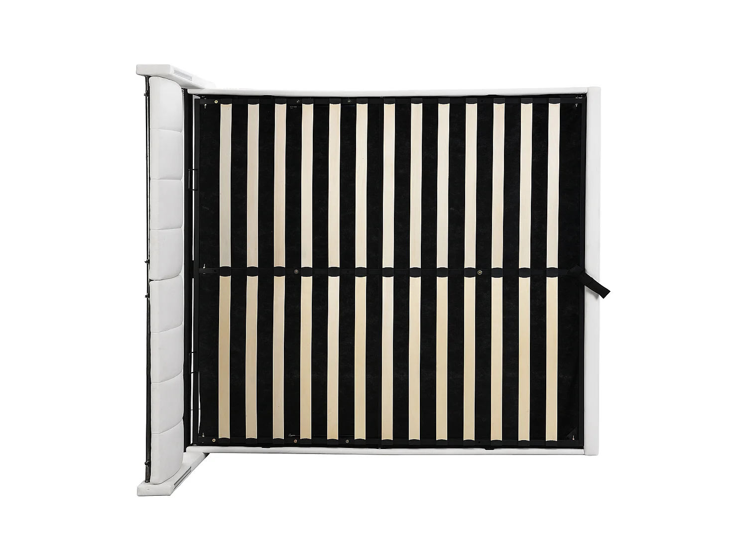 Lit coffre 140x200 cm - lit capitonné avec éclairage LED et port USB rechargeable - tête de lit réglable - PU - blanc