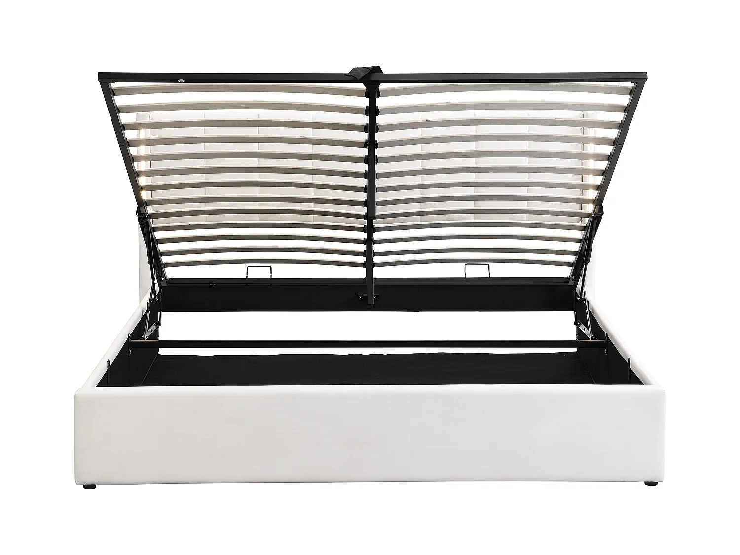 Letto contenitore 140x200 cm - letto imbottito con illuminazione LED e porta USB ricaricabile - testiera regolabile - PU - bianco