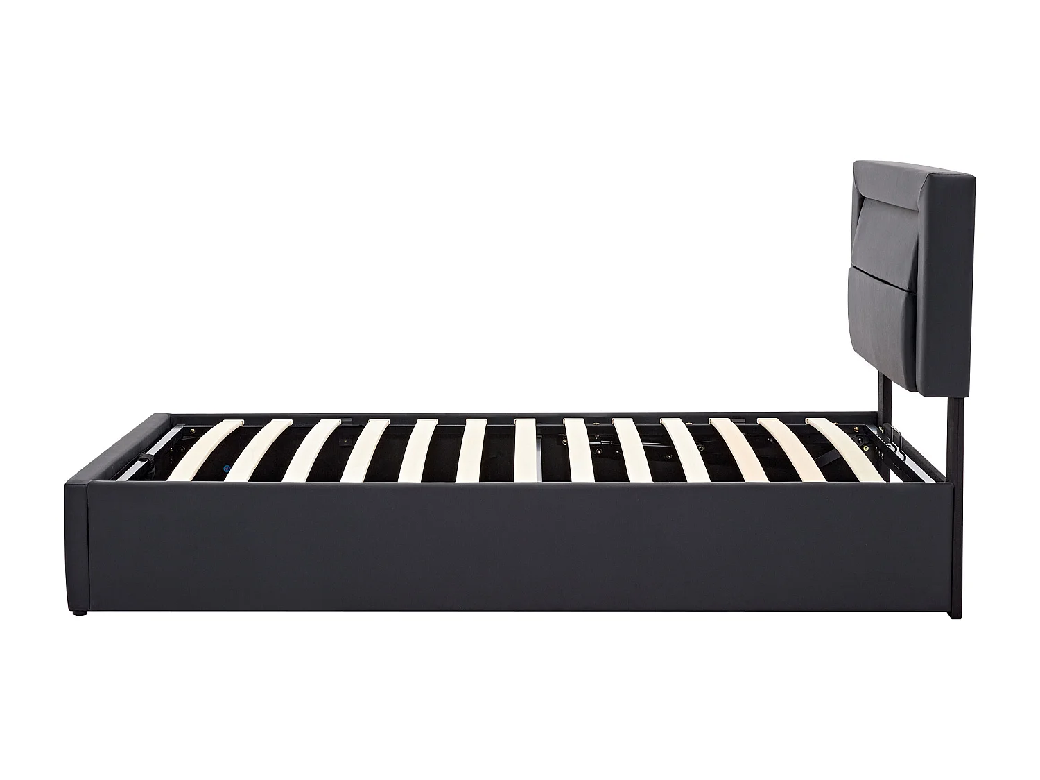 Lit coffre 90x190 cm - Lit enfant avec port USB, éclairage LED et rangements - PU - noir - sans matelas