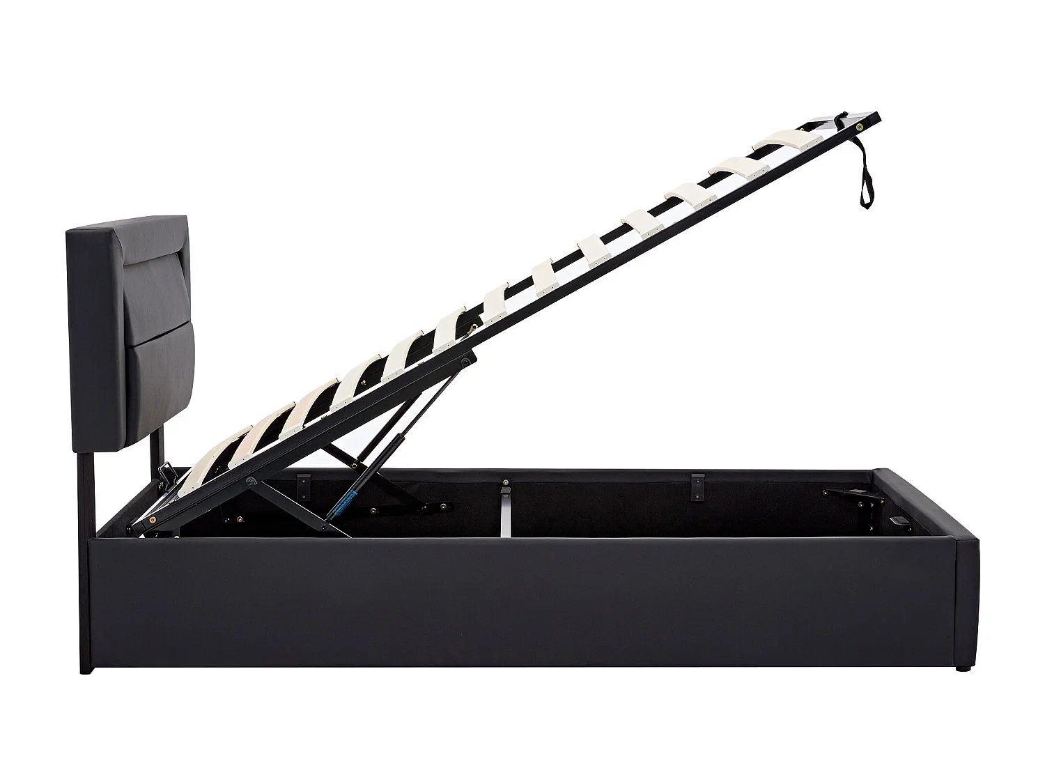 Lit coffre 90x190 cm - Lit enfant avec port USB, éclairage LED et rangements - PU - noir - sans matelas