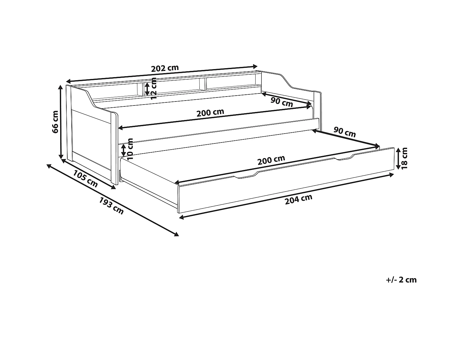 Ausziehbett Kiefernholz EDERN 90 x 200 cm Rosa