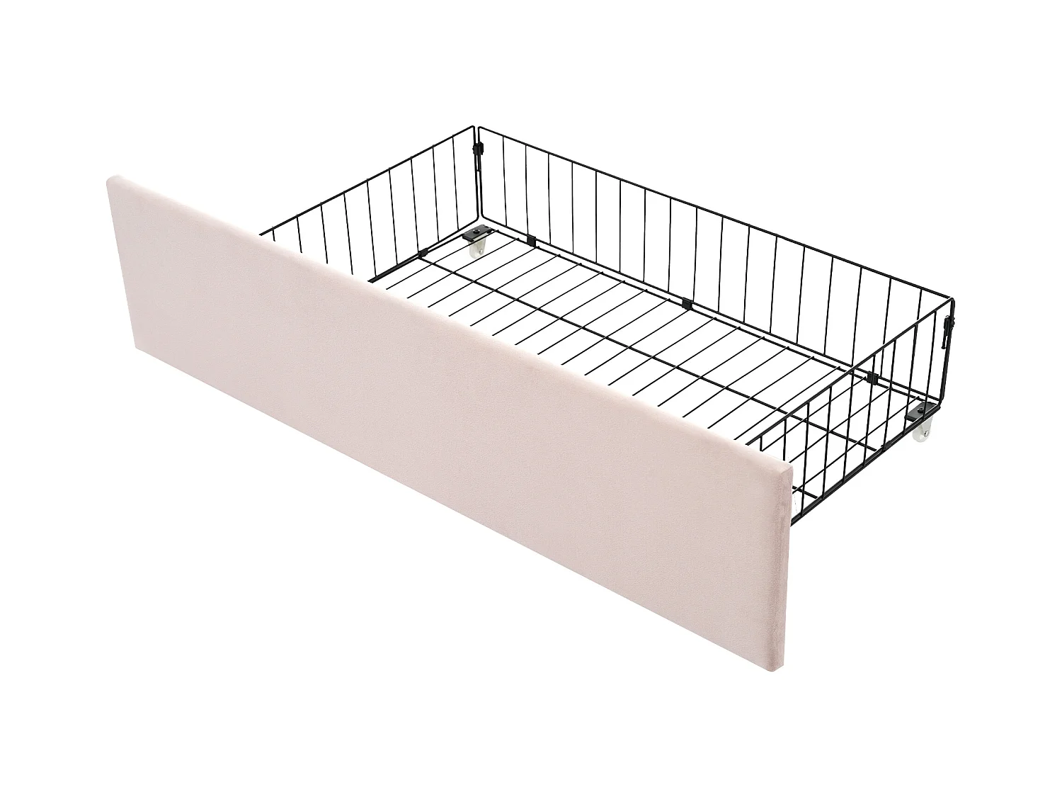 Cama tapizada 90x190 cm - sofá cama con 2 cajones y somier de láminas - terciopelo rosa - sin colchón