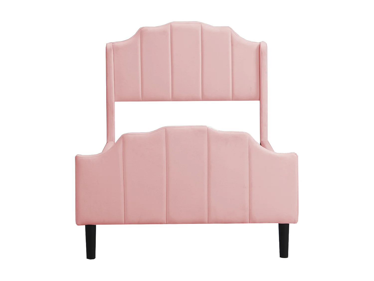 Lit enfant 90x200 cm rose en velours, Sommier à lattes, sans matelas