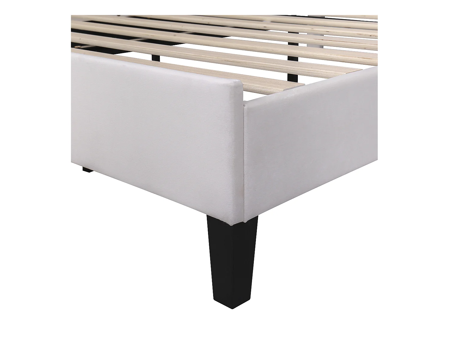 Lit double 140x200 cm - Lit adulte avec tête de lit en forme de fleur et sommier à lattes - velours beige