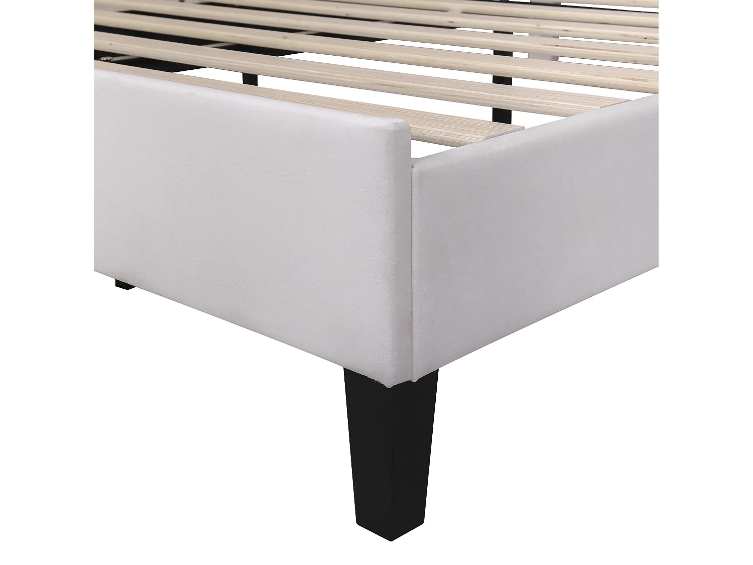 Lit double 140x200 cm - Lit adulte avec tête de lit en forme de fleur et sommier à lattes - velours beige